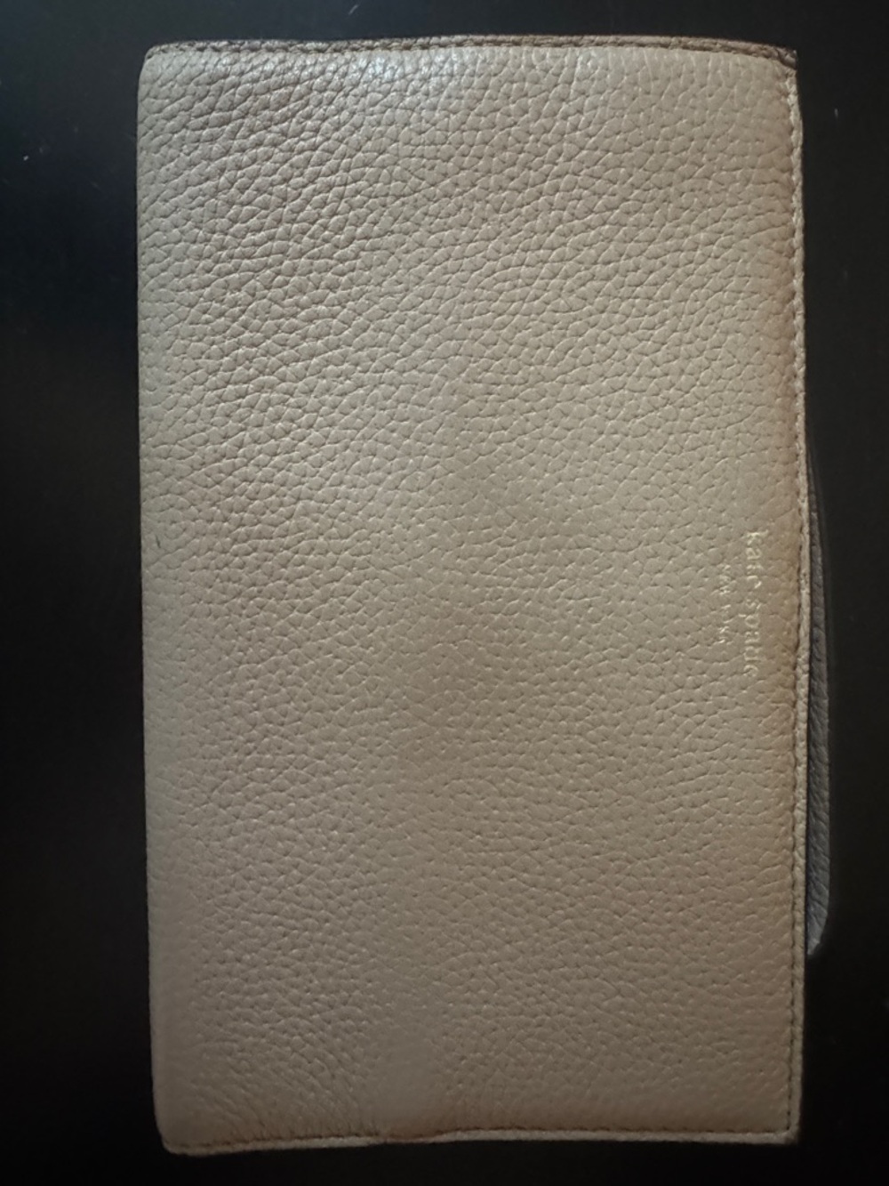 kate spade taupe pebble leather zip-around wristlet